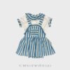 Conjunto peto falda RAYAS turquesa niña