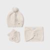 Conjunto gorro manoplas y bufanda Mayoral POMPÓN crudo