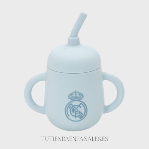 Vaso antigoteo y pajita de silicona oficial Real Madrid