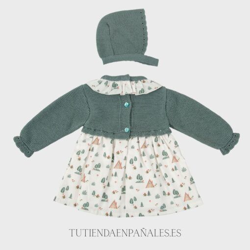 Vestido con capota punto lana con tela BOSQUE musgo - Imagen 3