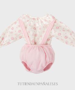 Conjunto ranita 2 piezas algodón y camisa FLORES rosa