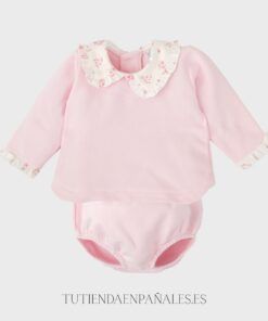 Conjunto ranita 2 piezas algodón FLORES rosa