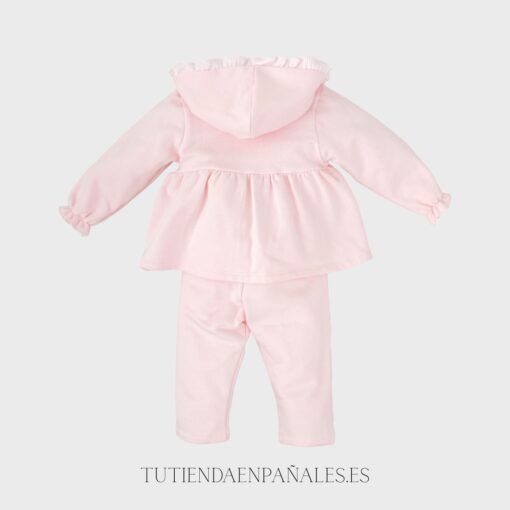 Chandal algodón niña capucha CLASIC rosa - Imagen 3
