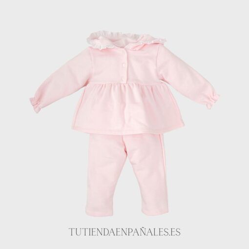 Chandal algodón niña capucha CLASIC rosa