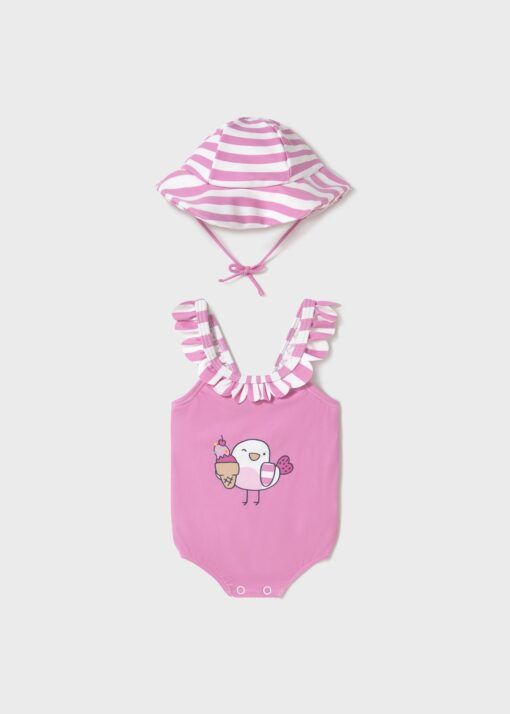 Conjunto bañador y gorro Mayoral POLLITO HELADO chicle