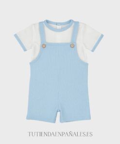 Conjunto peto camiseta algodón GOFRE celeste