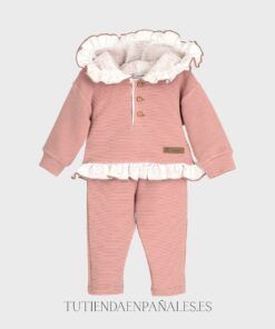 Conjunto sport algodón CAPUCHA TOPOS VOLANTE nude