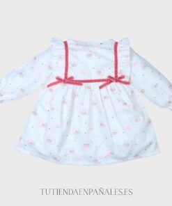 Vestido manga larga LUNA blanco rosa