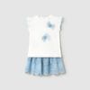 Conjunto falda y camiseta bordada Mayoral TUL cielo