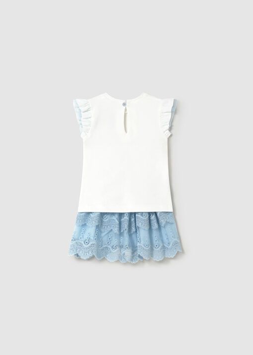 Conjunto falda y camiseta bordada Mayoral TUL cielo - Imagen 3