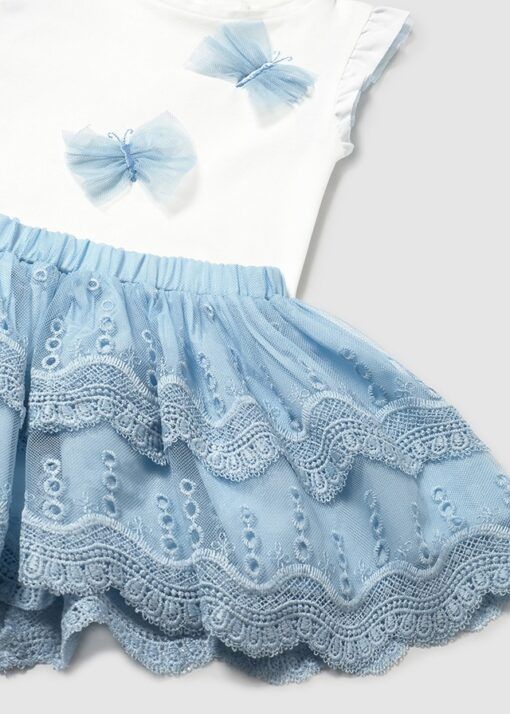 Conjunto falda y camiseta bordada Mayoral TUL cielo - Imagen 4