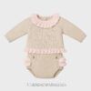 Conjunto de lana de 2 piezas VOLANTES arena/rosa