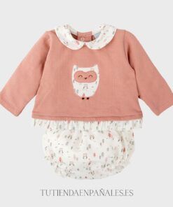 Conjunto ranita 2 piezas algodón BUHO rosa empolvado