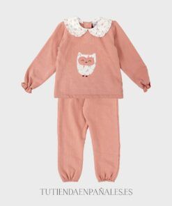 Chandal algodón niña BUHO rosa empolvado
