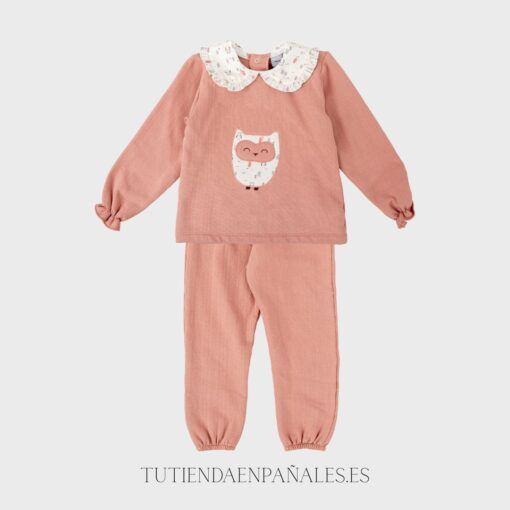 Chandal algodón niña BUHO rosa empolvado