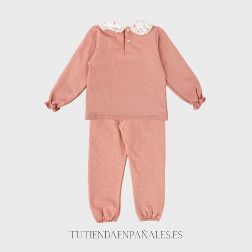 Chandal algodón niña BUHO rosa empolvado - Imagen 2