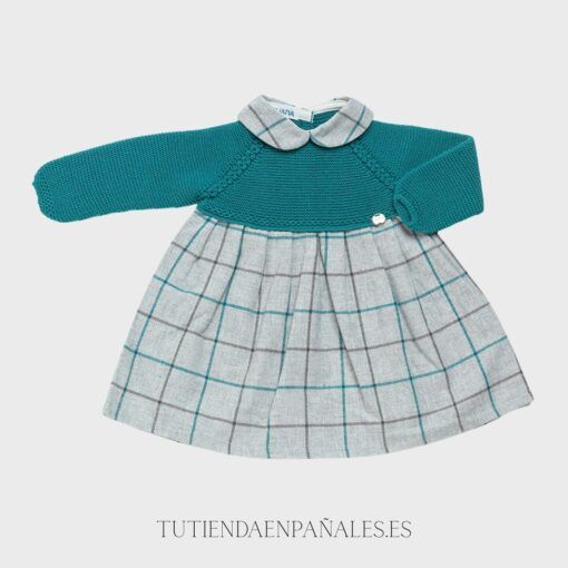 Vestido cuerpo punto lana Juliana CUADROS familia Ensueño