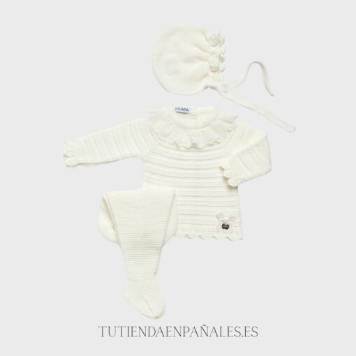 Conjunto 3p lana Juliana RECOGIDAS PUNTILLAS familia Dulzura