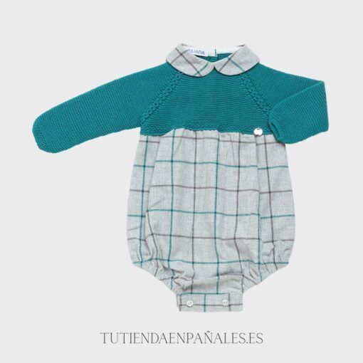 Pelele punto tela lana Juliana CUADROS familia Ensueño