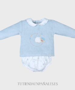 Conjunto sudadera ranita OVEJITA LUNA celeste