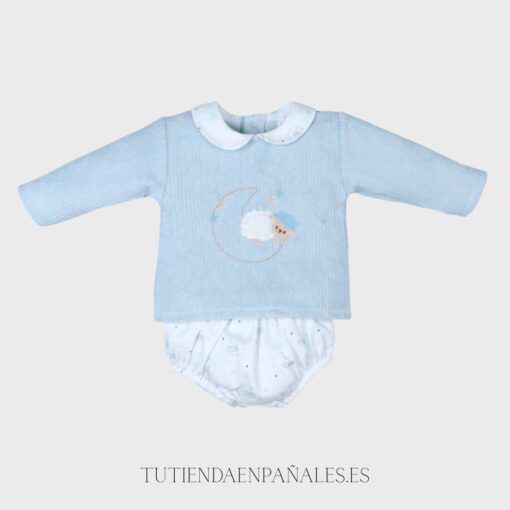 Conjunto sudadera ranita OVEJITA LUNA celeste