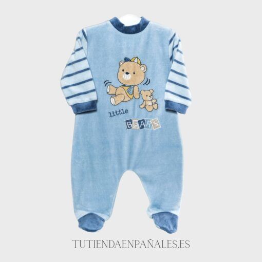 Piajama bebé terciopelo OSO PELUCHE azul