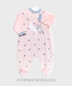 Piajama bebé terciopelo OSO LUNA rosa