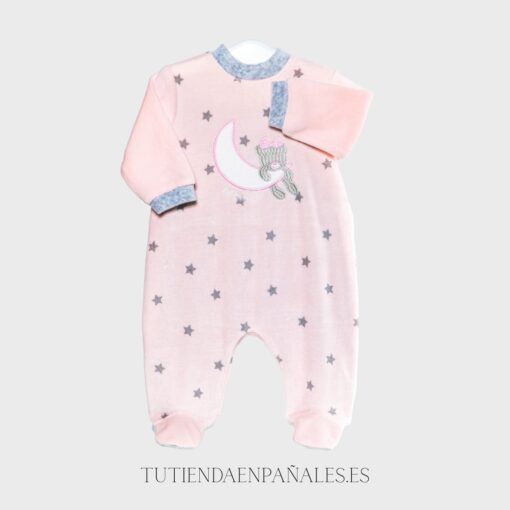 Piajama bebé terciopelo OSO LUNA rosa