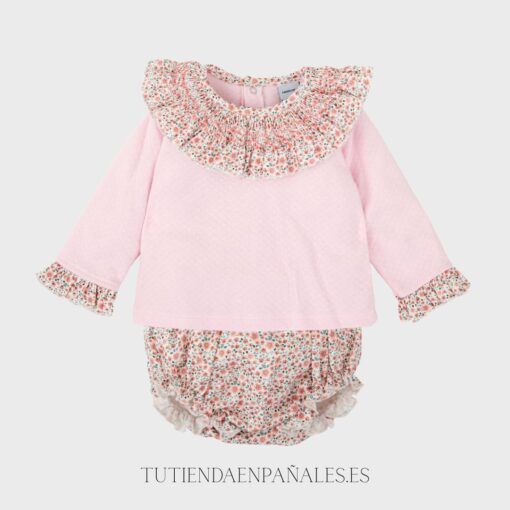 Conjunto ranita 2 piezas algodón LIBERTY rosa