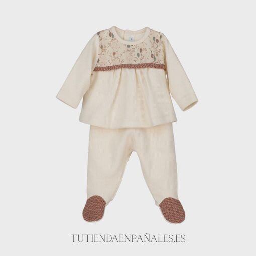 Conjunto polainas 2 piezas HOJAS beige