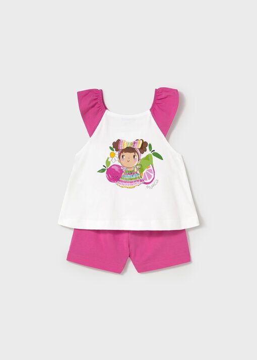 Conjunto short Mayoral NIÑA FLOR fucsia