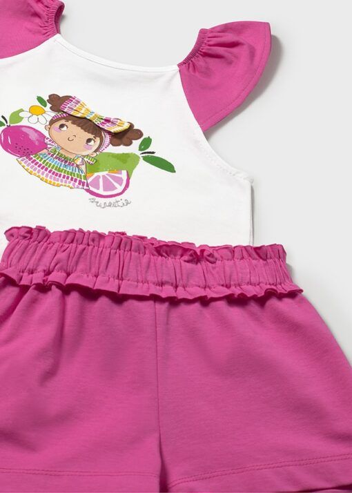 Conjunto short Mayoral NIÑA FLOR fucsia - Imagen 4