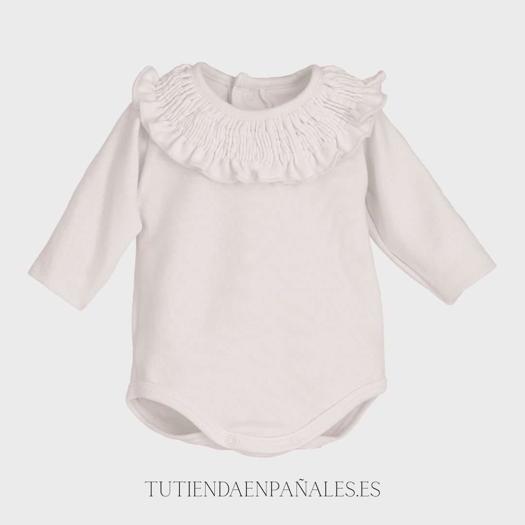 Body algodón CUELLO VOLANTE FRUNCIDO Calamaro