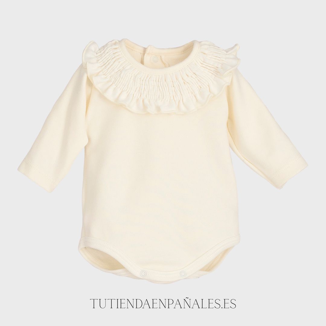 Body algodón CUELLO VOLANTE FRUNCIDO Calamaro - Imagen 2