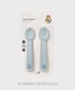 Pack cuchara y tenedor de silicona oficial Real Madrid