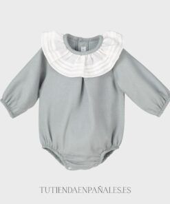 Pelele bebé verde CUELLO PLISADO