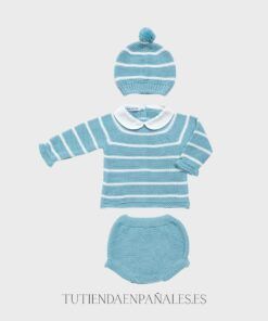 Conjunto lana 3 piezas braga Juliana PUNTO RAYADO