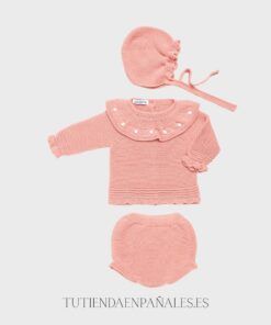 Conjunto lana 3 piezas braga Juliana CUELLO SALMÓN