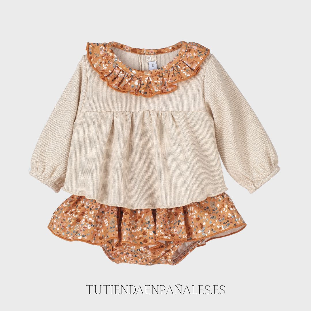 Conjunto pololo bragas TERRACOTA FLORES