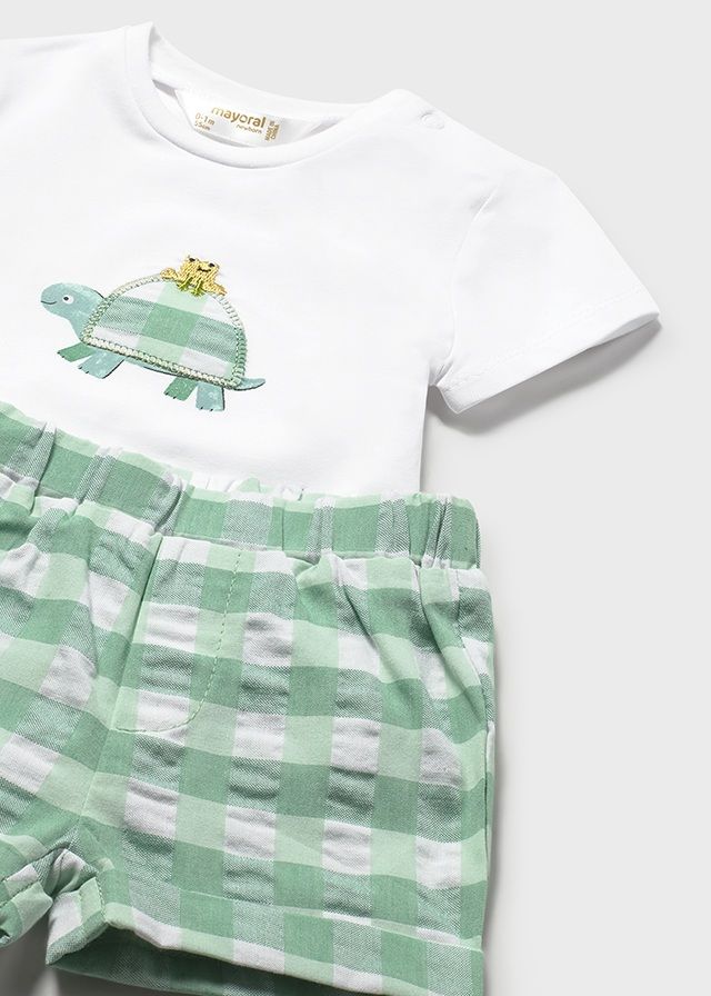 Conjunto pantalón corto y gorro Mayoral TORTUGA manzana - Imagen 4