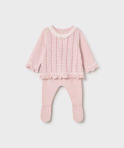 Conjunto polaina tricot Mayoral VOLANTE CALADO rosa
