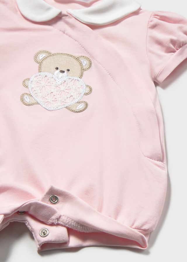 Pelele algodón corto Mayoral OSITA CORAZÓN rosa - Imagen 5