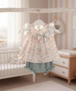 Jesusín con braguita de tirantes FLORAL VICHY verde