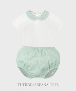 Conjunto body cuello bebé y ranita VICHY Babidu familia Dulzura