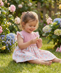 Vestido cuerpo punto tela familia FLORES