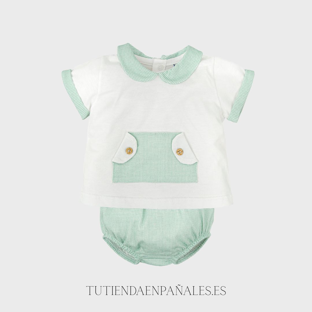 Conjunto algodón VICHY VERDE Babidu familia Dulzura - Imagen 3