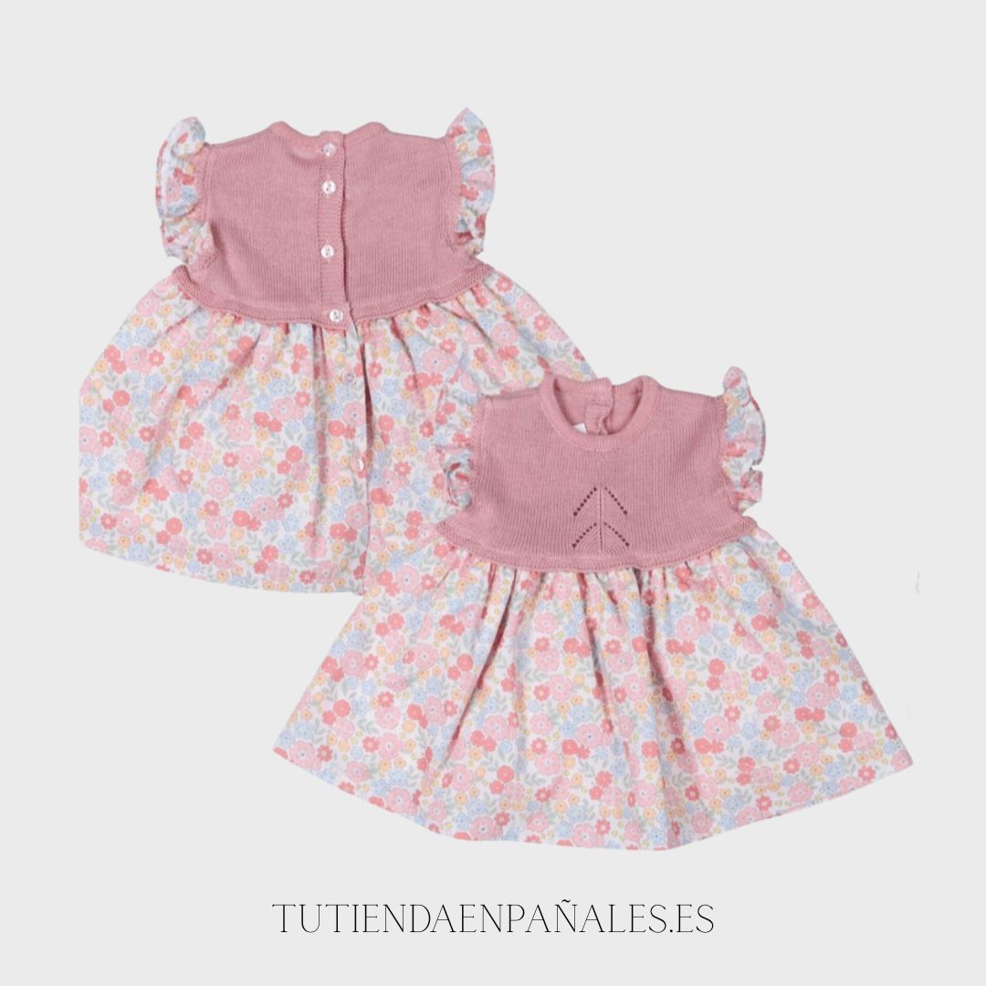 Vestido cuerpo punto tela familia FLORES - Imagen 3