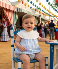 Pelele cuerpo punto tela LISTAS celeste