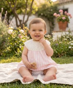 Jesusín cuerpo punto tela con braga bambula LISTAS rosa