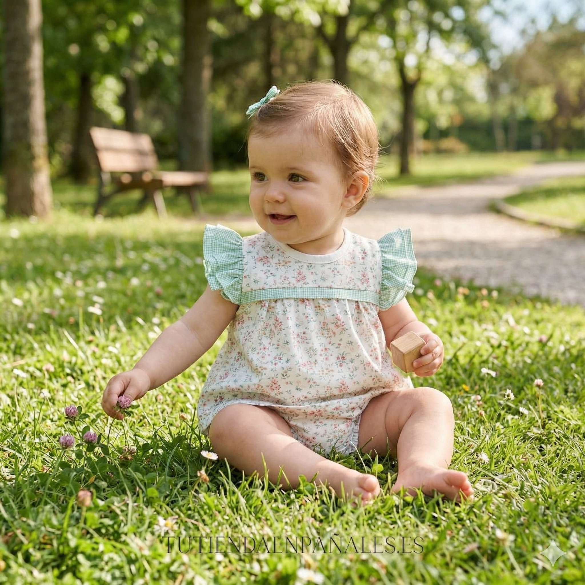 Conjunto ranita y braga VICHY VERDE Babidu familia Dulzura